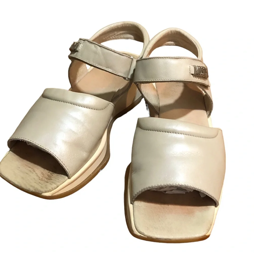 LOVE MOSCHINO Calfskin Logo Platform Sandals
